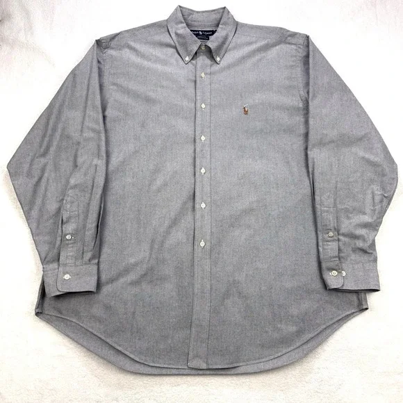Polo Ralph Lauren Yarmouth Shirt Men Gray 17.5 36/37 Flesh Pony Button Down L/S - Picture 2 of 8